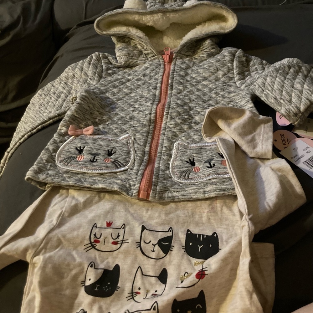 NWT 2 piece cat and sweater combo 4t